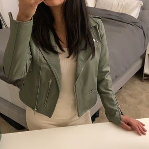BLANK NYC sage green faux leather jacket, sz S